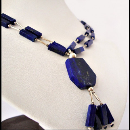 Collana Lapis lazuli "Fluido Geometrico"