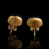 Earrings "Coffee Grain shape" 18K Gold Lapis lazuli-Malachite