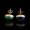 Earrings "Coffee Grain shape" 18K Gold Lapis lazuli-Malachite