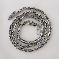 solid silver "Byzantine" or "Borobudur" style chain with an intriguing SQUARE design