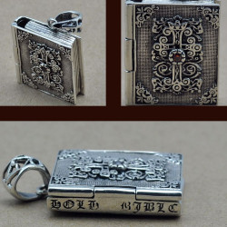 Locket Pendant for men "Sacred Book" Rectangular sterling silver