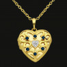 "Dragon Heart" Heart locket sterling silver gold plated with cz stones, rubies, emeralds or dark sapphires