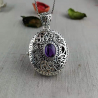 "Amethyst Catherine the Great" photo locket pendant in sterling silver 925