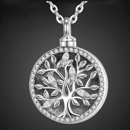 "Loral Tree of Life" Funeral Pendant sterling silver
