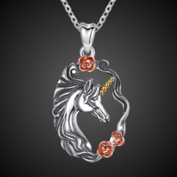 Colgante "Unicornio con rosas" plata sólida 925