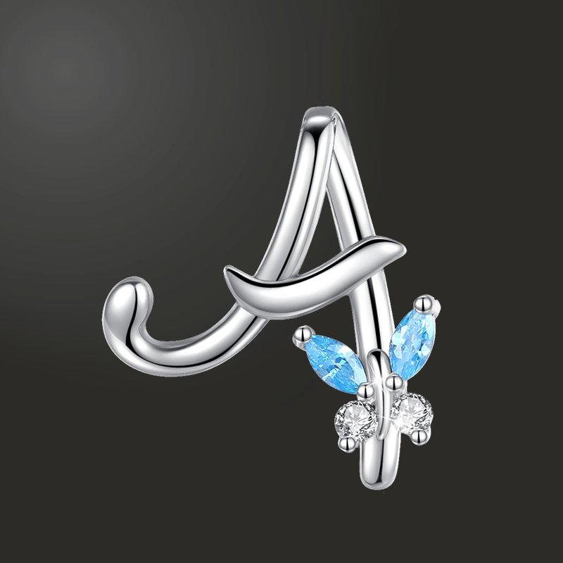 Pendant Initial letters magic butterfly made in solid sterling silver