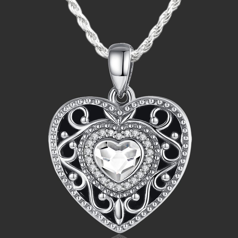 "Princess Alice" Swarovski crystal Heart Locket Pendant sterling silver