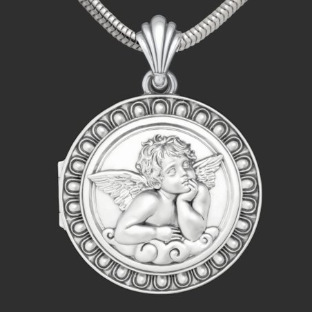 "Angel of Raphael" Locket pendant in solid sterling silver 925