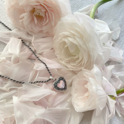 "Fiore non ti scordar di me" Cristallo Swarovski rosa antico ciondolo portafoto argento 925